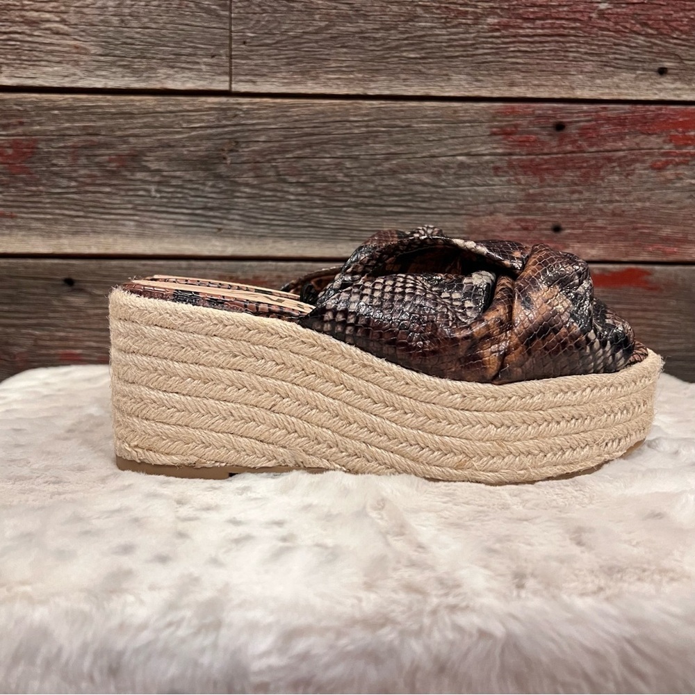 🥉ZARA SNAKESKIN STAMPED LEATHER ESPADRILLES WEDGES - SIZE 6 - BNWT - Picture 5 of 11